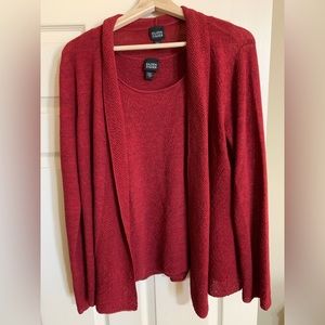 Eileen Fisher 100% Wool cardigan and shell set
